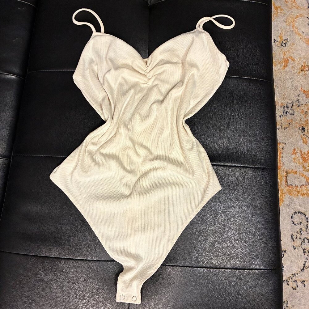 Minimalist White Bodysuit Cami Ribbed